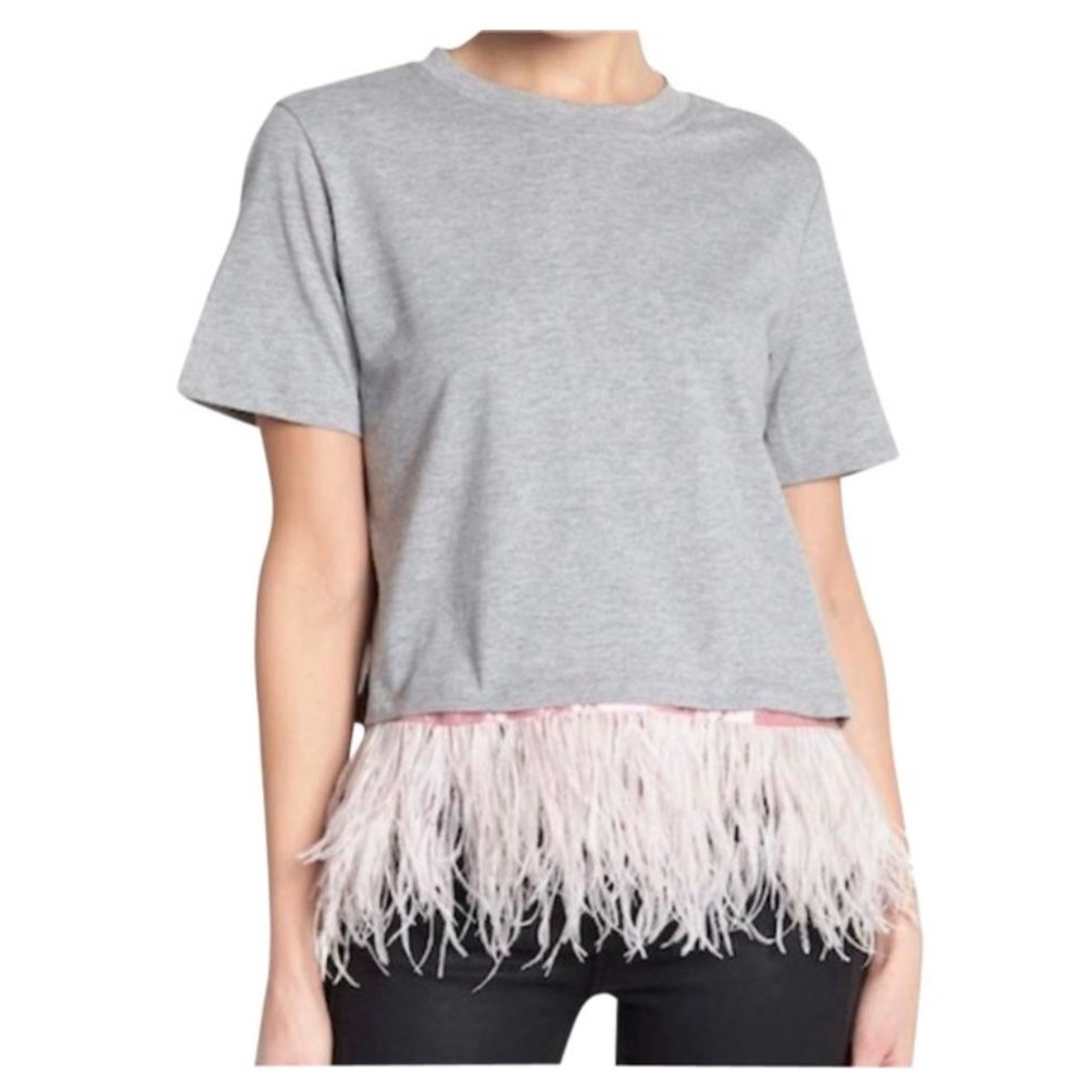 Lea & Viola Grey Pink Feather Tee